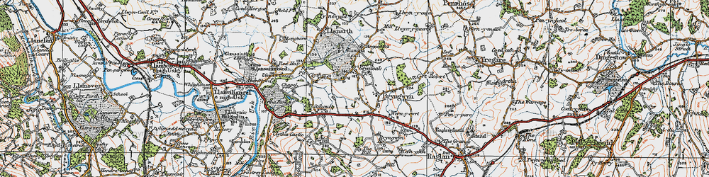 Old map of Great Oak in 1919
