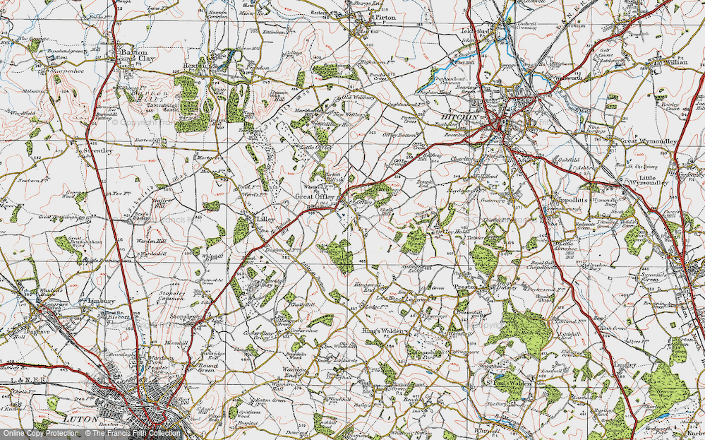 Old Map of Great Offley, 1919 in 1919