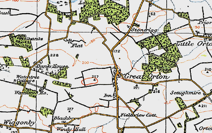 Old map of Great Orton in 1925