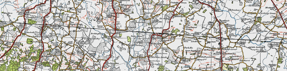 Old map of Great Pattenden in 1921