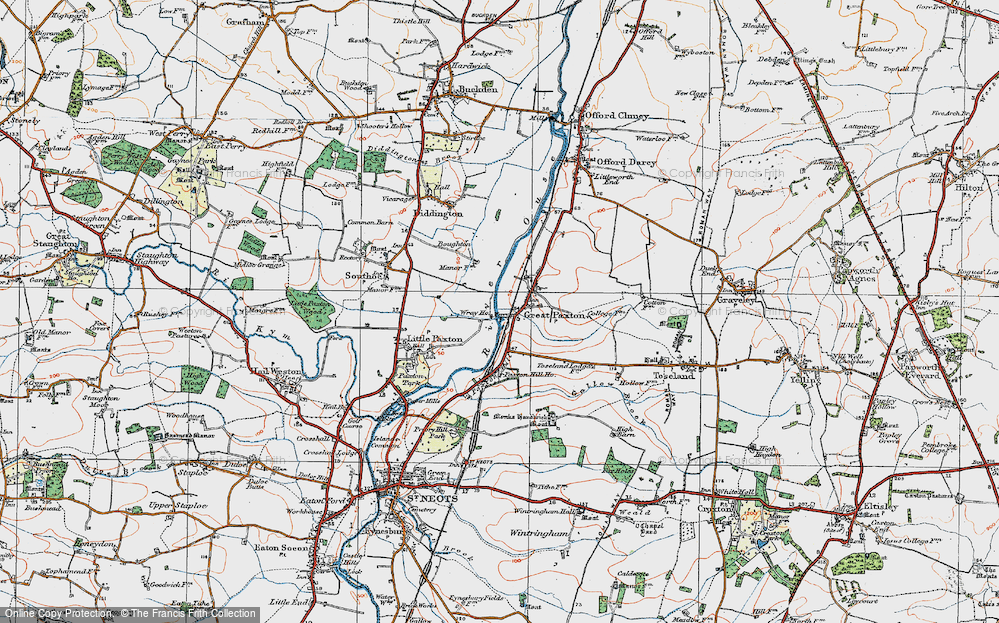 Historic Ordnance Survey Map of Great Paxton, 1919