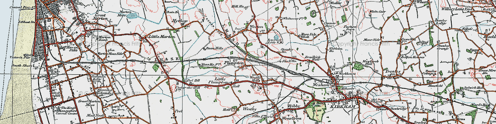 Old map of Great Plumpton in 1924