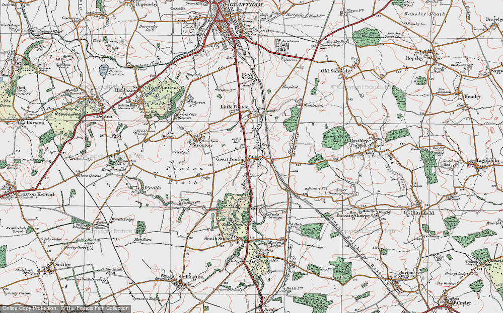 Old Map of Great Ponton, 1922 in 1922