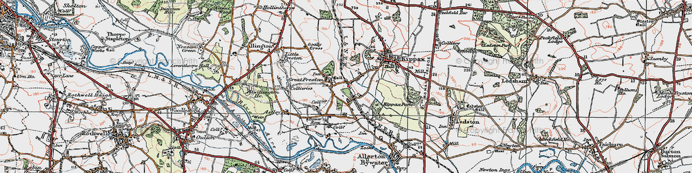 Old map of Great Preston in 1925