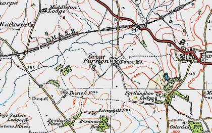 Old map of Great Purston in 1919