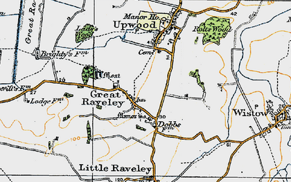Old map of Great Raveley in 1920
