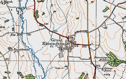 Old map of Great Rissington in 1919