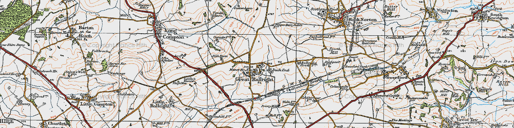 Old map of Great Rollright in 1919