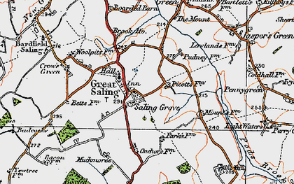 Old map of Great Saling in 1919