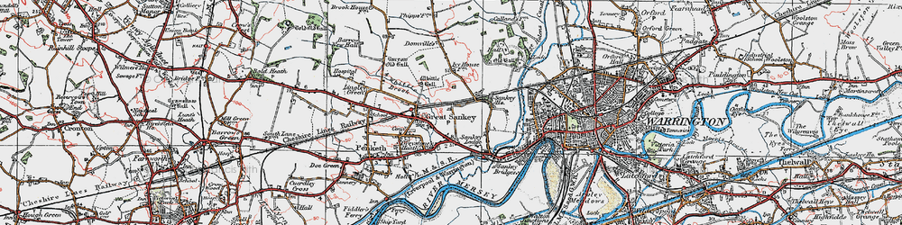 Old map of Great Sankey in 1923