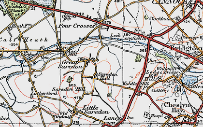 Old map of Great Saredon in 1921