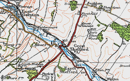 Old map of Great Shefford in 1919