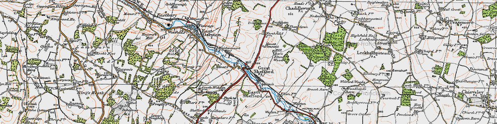 Old map of Great Shefford in 1919