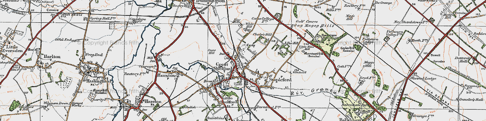 Old map of Great Shelford in 1920