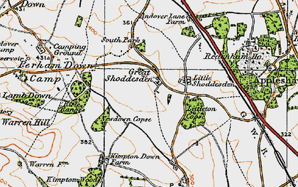 Old map of Great Shoddesden in 1919