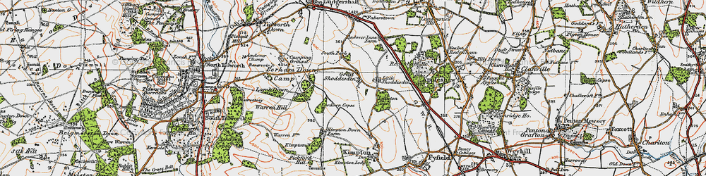 Old map of Great Shoddesden in 1919