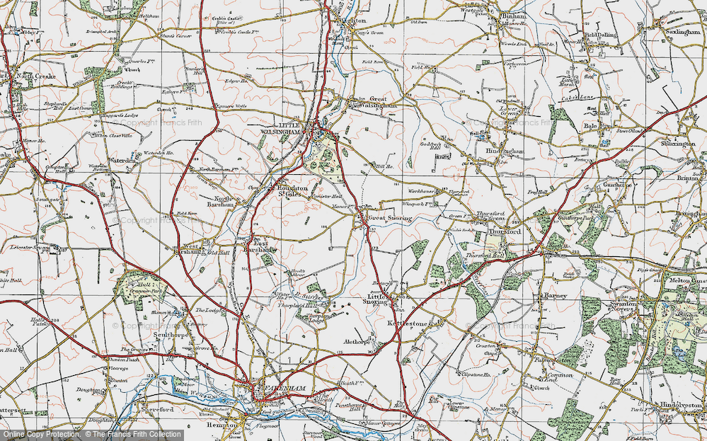 Old Map of Great Snoring, 1921 in 1921