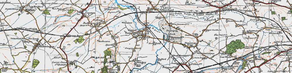 Old map of Great Somerford in 1919