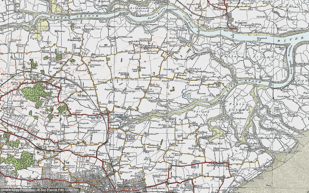 Old Map of Great Stambridge, 1921 in 1921