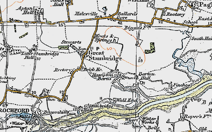 Old map of Great Stambridge in 1921
