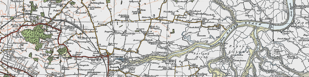 Old map of Great Stambridge in 1921