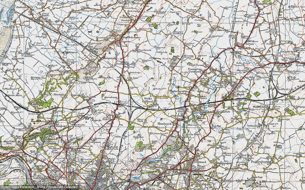 Old Map of Historic Map covering Bristol Parkway Sta in 1919