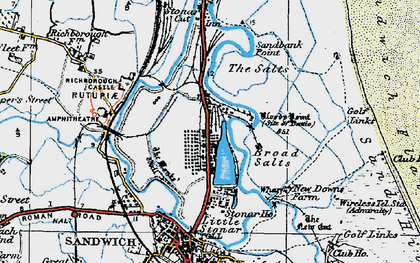 Old map of Great Stonar in 1920