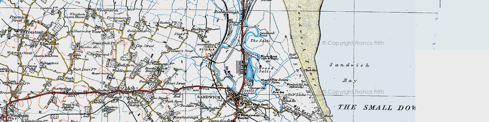Old map of Great Stonar in 1920