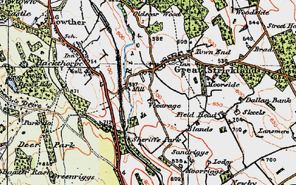 Old map of Great Strickland in 1925