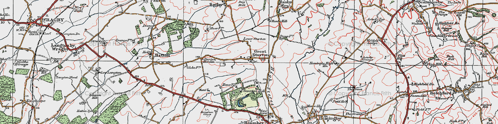 Old map of Great Sturton in 1923