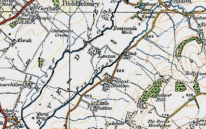 Old map of Great Sutton in 1921