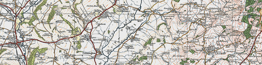 Old map of Great Sutton in 1921