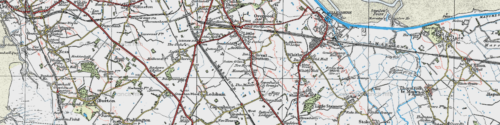 Old map of Great Sutton in 1924