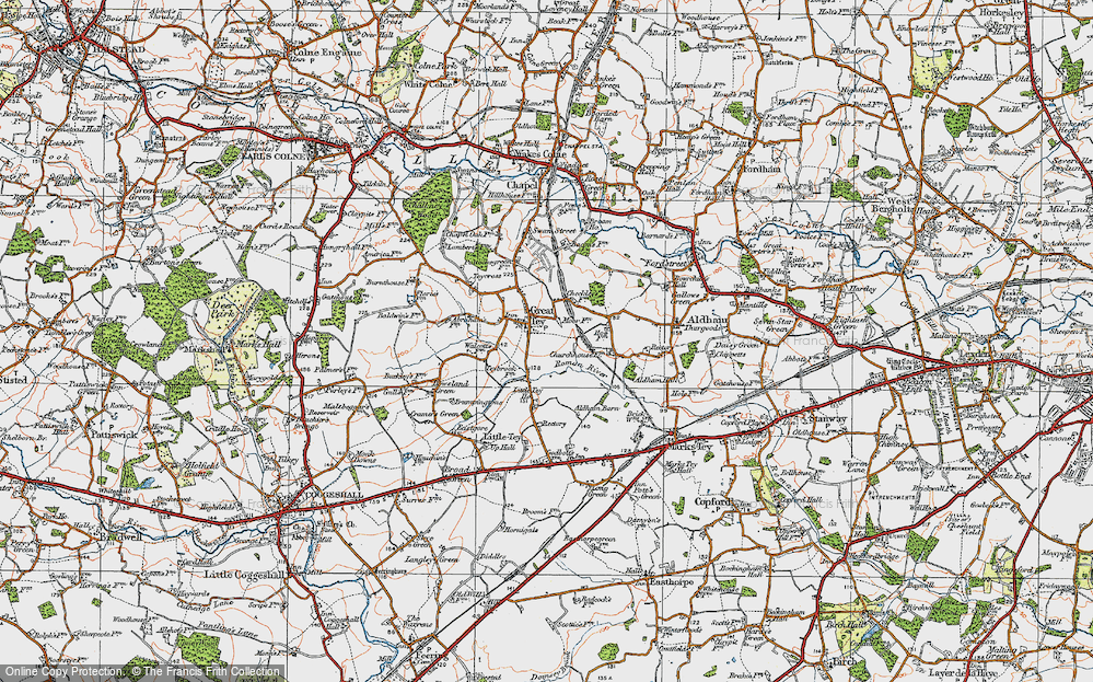 Old Map of Great Tey, 1921 in 1921