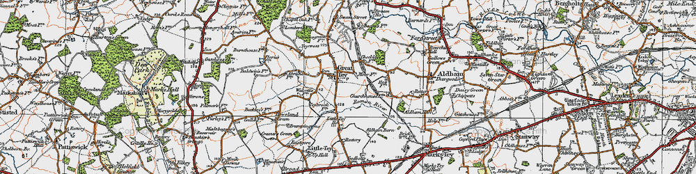 Old map of Great Tey in 1921