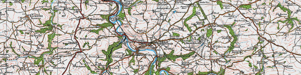 Old map of Great Torrington in 1919