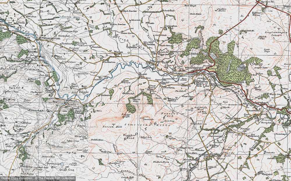Old Map of Great Tosson, 1925 in 1925