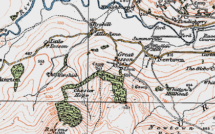 Old map of Simonside Hills in 1925