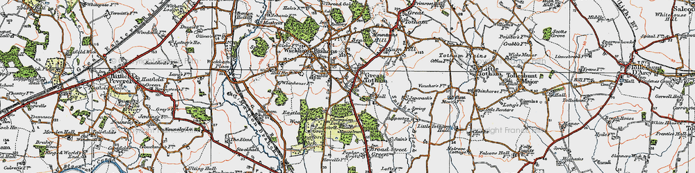 Old map of Langford Grove in 1921