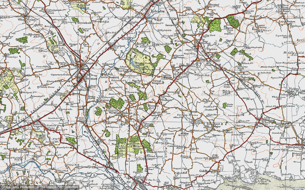 Old Map of Great Totham, 1921 in 1921