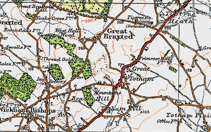 Old map of Great Totham in 1921