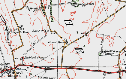 Old map of Great Tows in 1923