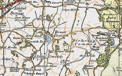 Old map of Great Urswick in 1925