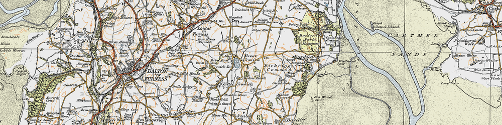 Old map of Birkrigg Common in 1925
