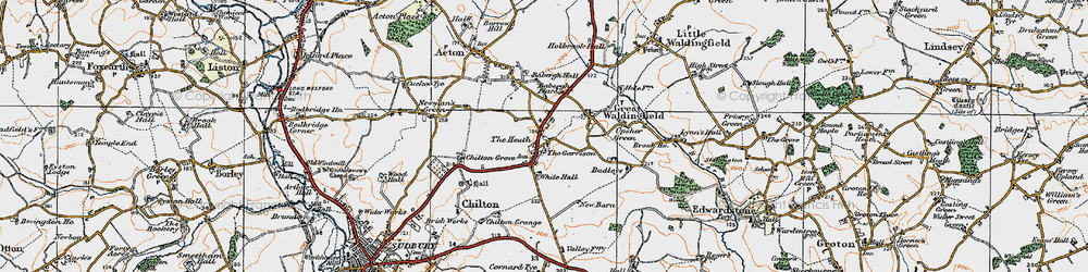 Old map of Great Waldingfield in 1921