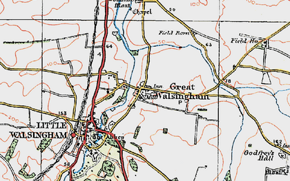 Old map of Great Walsingham in 1921