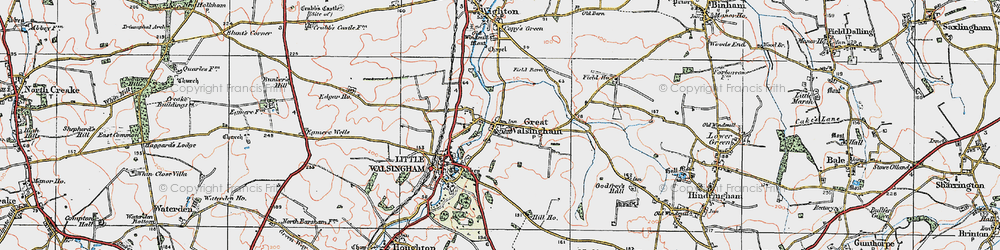 Old map of Great Walsingham in 1921