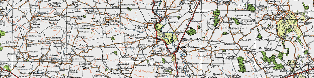 Old map of Great Waltham in 1919