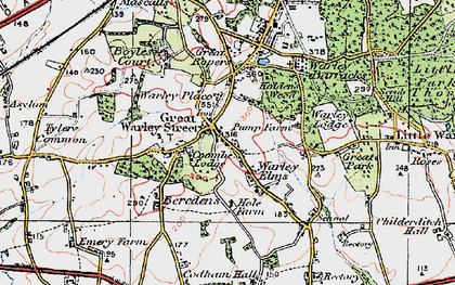 Old map of Great Warley in 1920