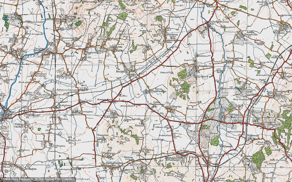 Old Map of Great Washbourne, 1919 in 1919
